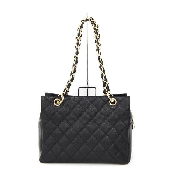 Chanel Tote Skin Mark Caviar Coco Black Bag Chain - Picture 1 of 7